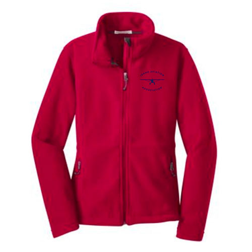 Women's Red Fleece Jacket with Navy IAA Logo